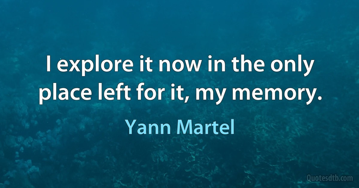 I explore it now in the only place left for it, my memory. (Yann Martel)