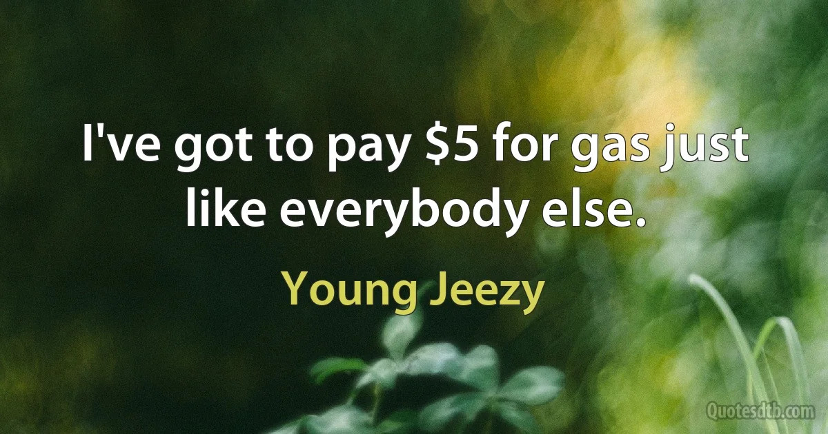 I've got to pay $5 for gas just like everybody else. (Young Jeezy)