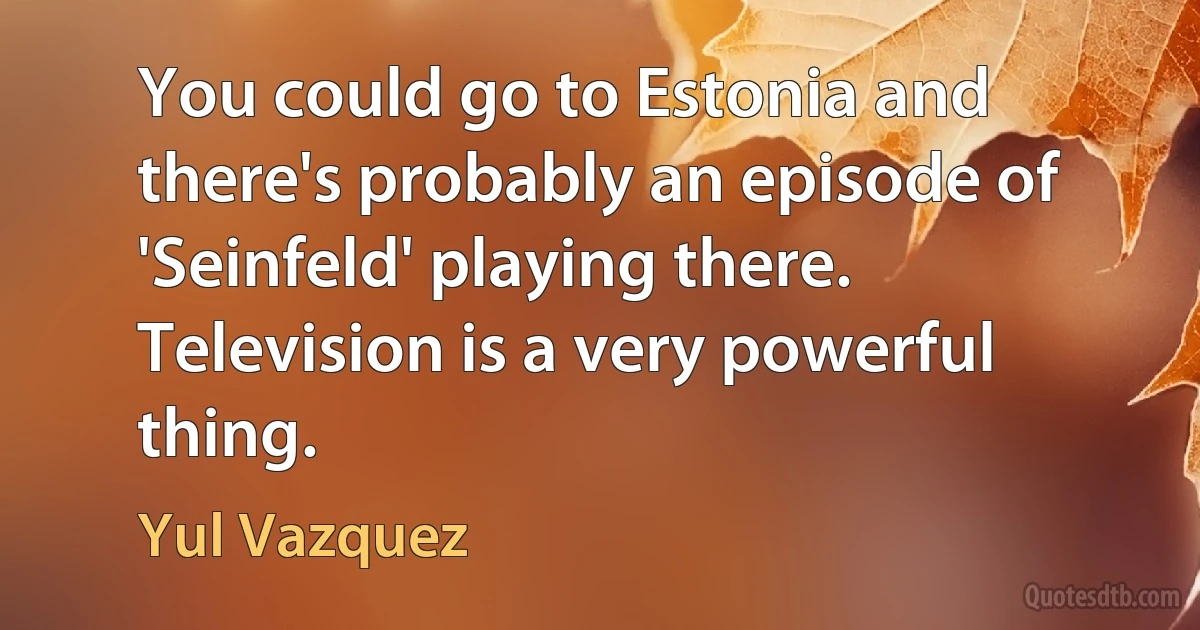 You could go to Estonia and there's probably an episode of 'Seinfeld' playing there. Television is a very powerful thing. (Yul Vazquez)