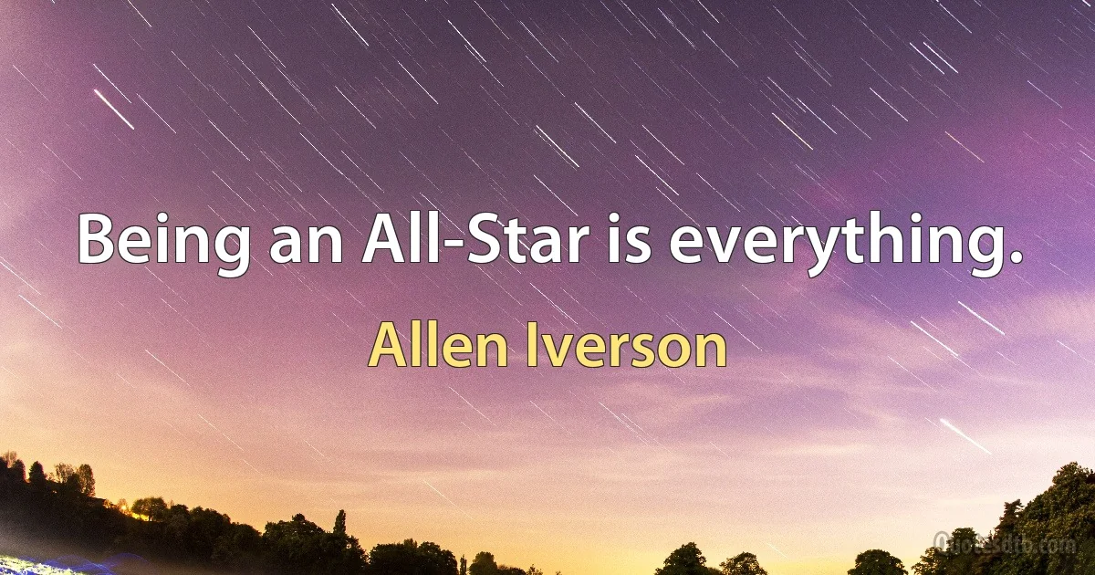 Being an All-Star is everything. (Allen Iverson)