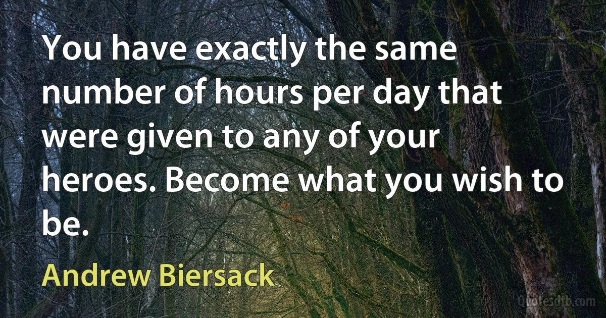 You have exactly the same number of hours per day that were given to any of your heroes. Become what you wish to be. (Andrew Biersack)