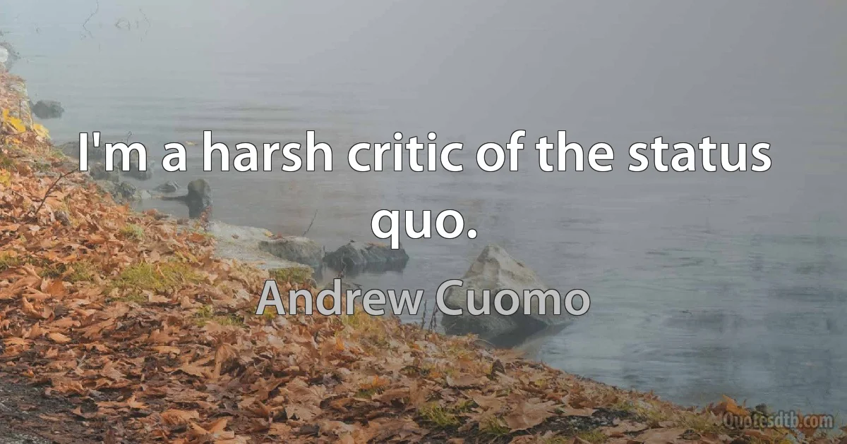 I'm a harsh critic of the status quo. (Andrew Cuomo)