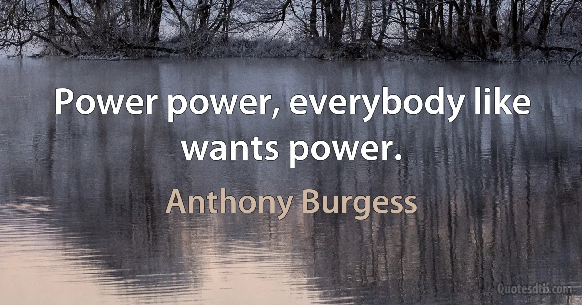 Power power, everybody like wants power. (Anthony Burgess)