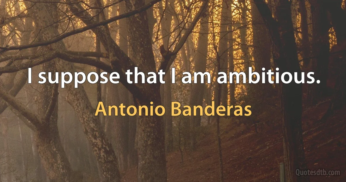 I suppose that I am ambitious. (Antonio Banderas)