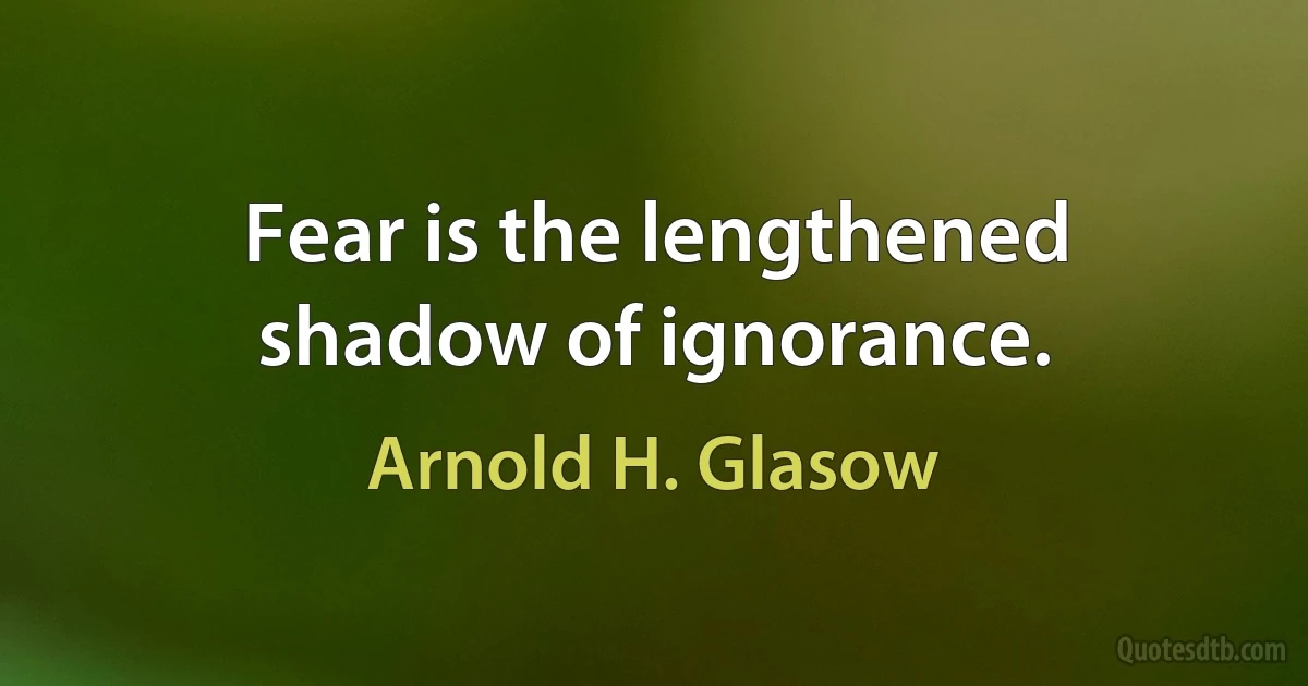 Fear is the lengthened shadow of ignorance. (Arnold H. Glasow)