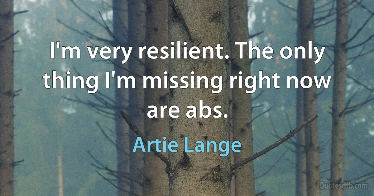 I'm very resilient. The only thing I'm missing right now are abs. (Artie Lange)