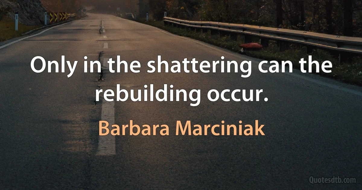 Only in the shattering can the rebuilding occur. (Barbara Marciniak)