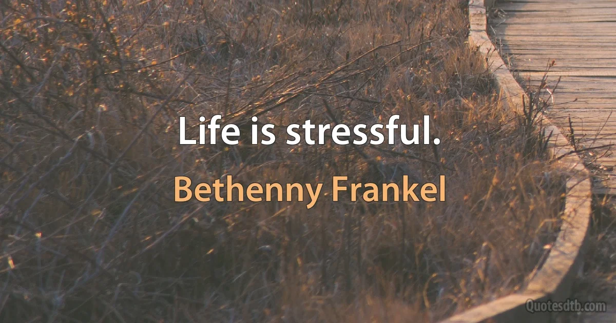 Life is stressful. (Bethenny Frankel)