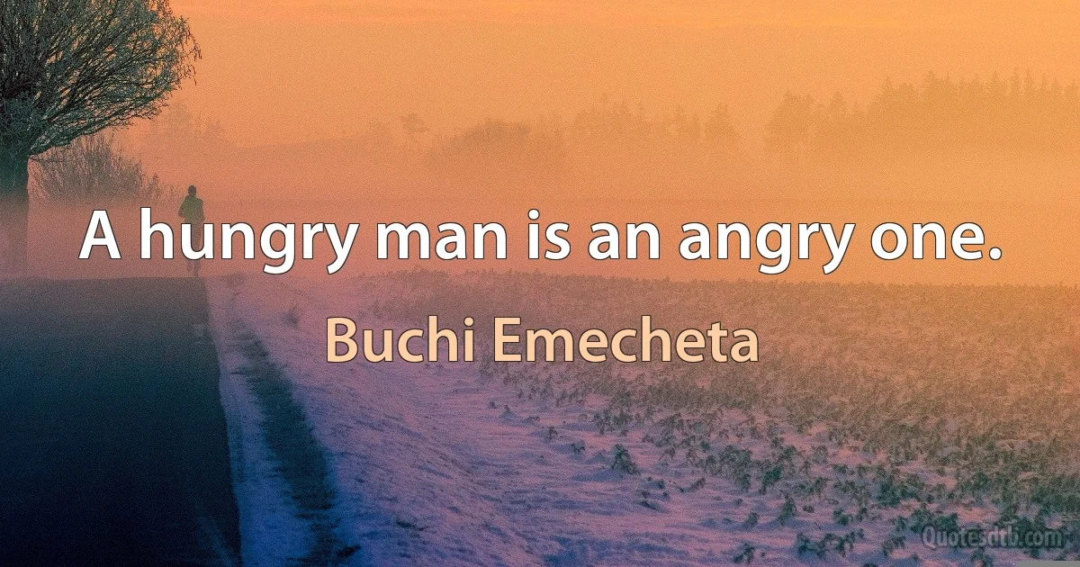 A hungry man is an angry one. (Buchi Emecheta)