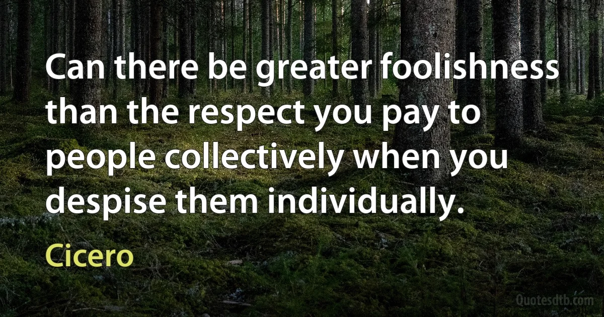 Can there be greater foolishness than the respect you pay to people collectively when you despise them individually. (Cicero)