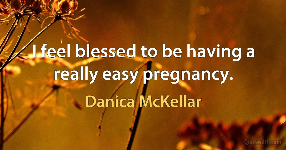 I feel blessed to be having a really easy pregnancy. (Danica McKellar)