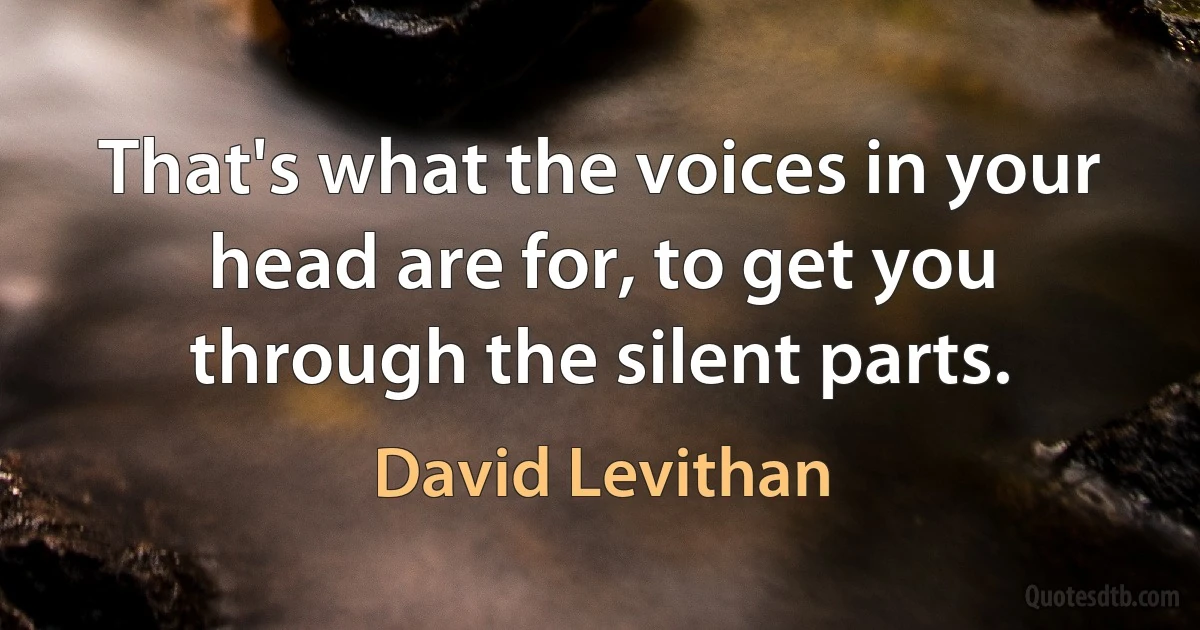 That's what the voices in your head are for, to get you through the silent parts. (David Levithan)