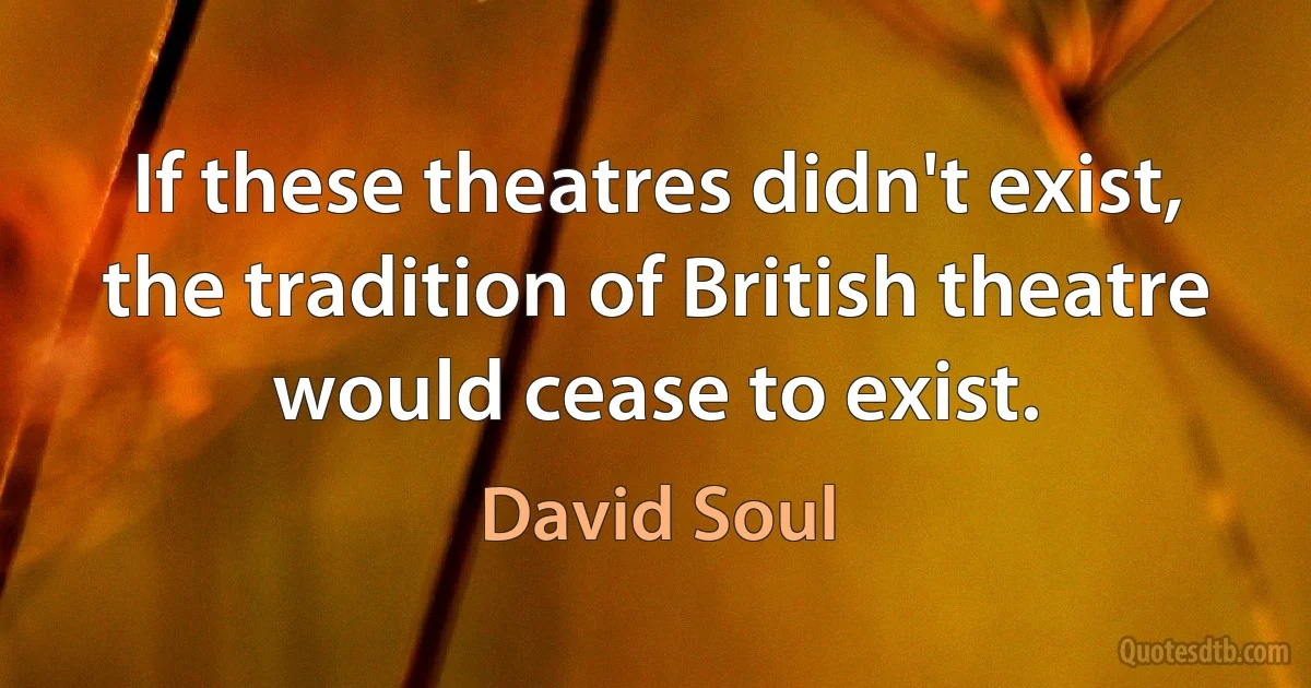 If these theatres didn't exist, the tradition of British theatre would cease to exist. (David Soul)