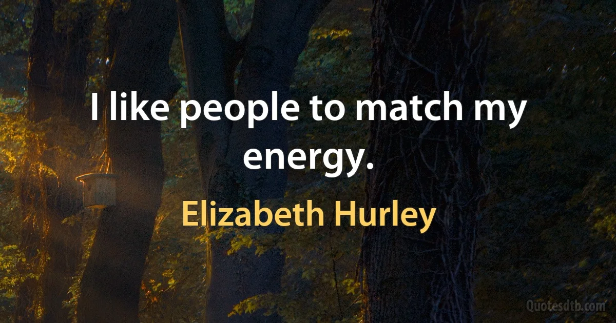 I like people to match my energy. (Elizabeth Hurley)