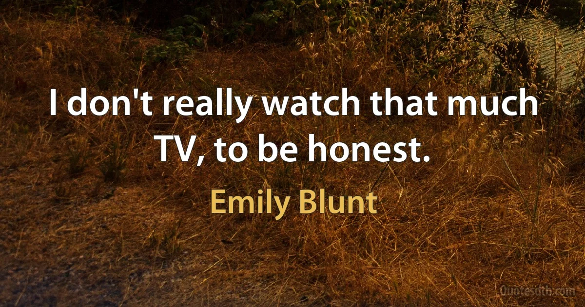 I don't really watch that much TV, to be honest. (Emily Blunt)