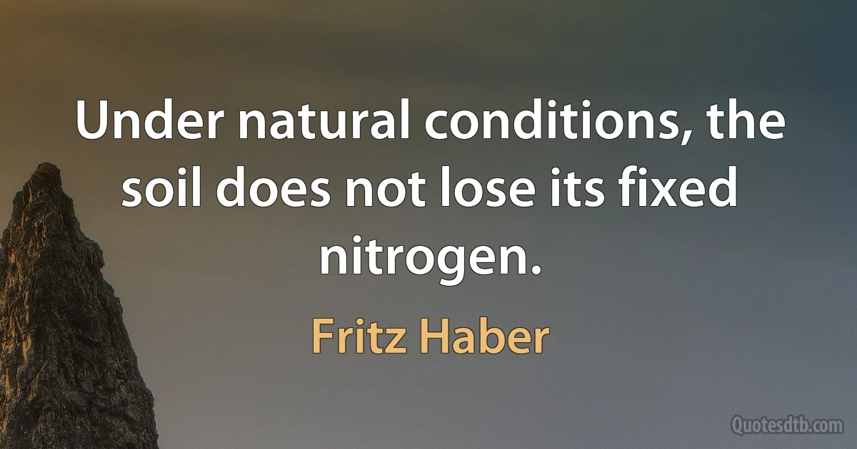 Under natural conditions, the soil does not lose its fixed nitrogen. (Fritz Haber)