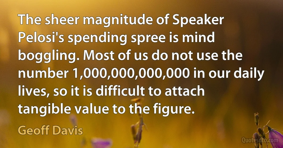 The sheer magnitude of Speaker Pelosi's spending spree is mind boggling. Most of us do not use the number 1,000,000,000,000 in our daily lives, so it is difficult to attach tangible value to the figure. (Geoff Davis)