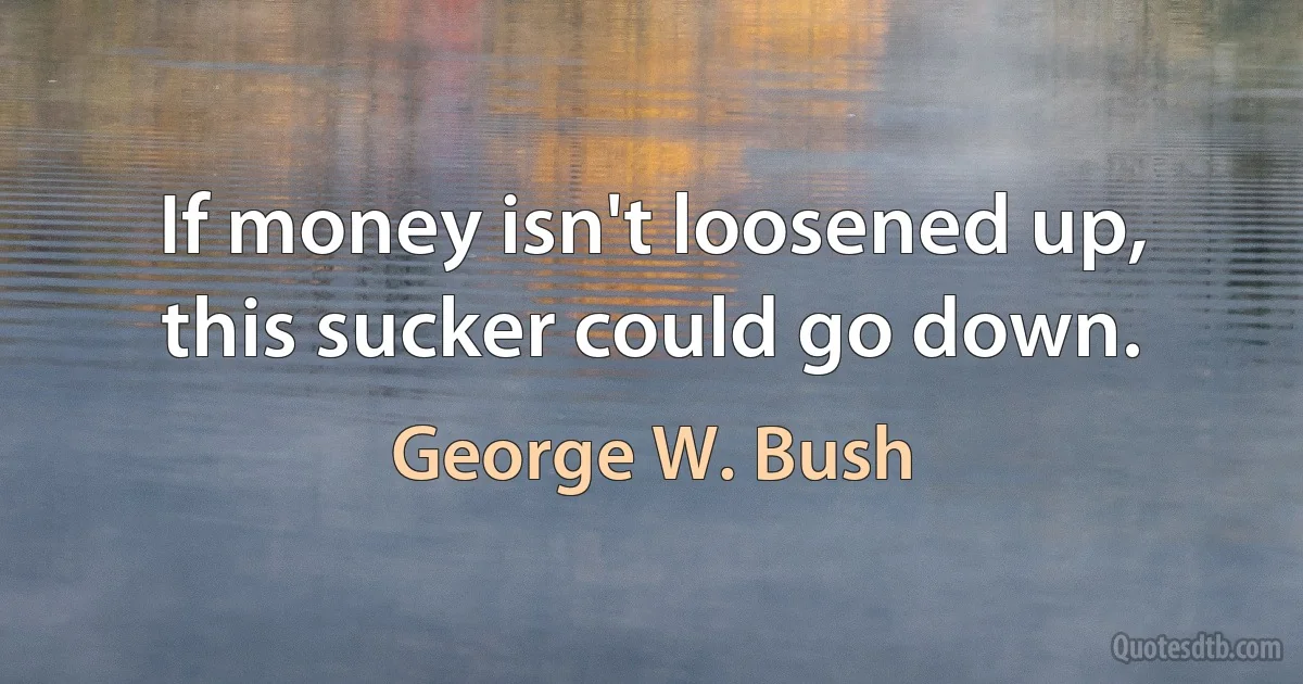 If money isn't loosened up, this sucker could go down. (George W. Bush)