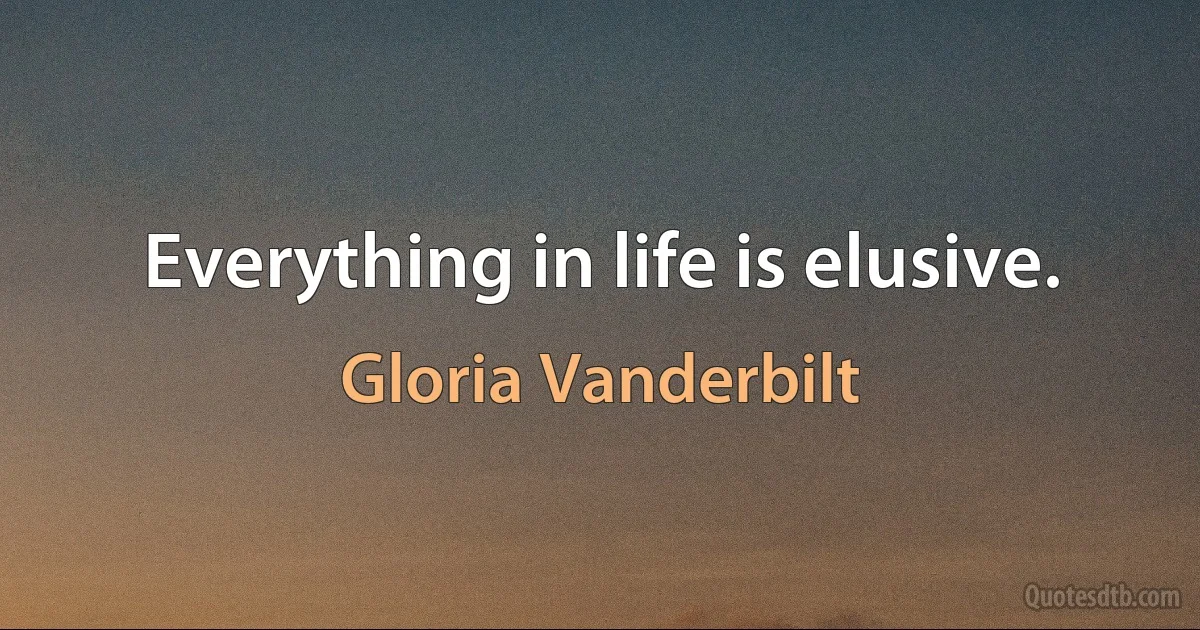 Everything in life is elusive. (Gloria Vanderbilt)