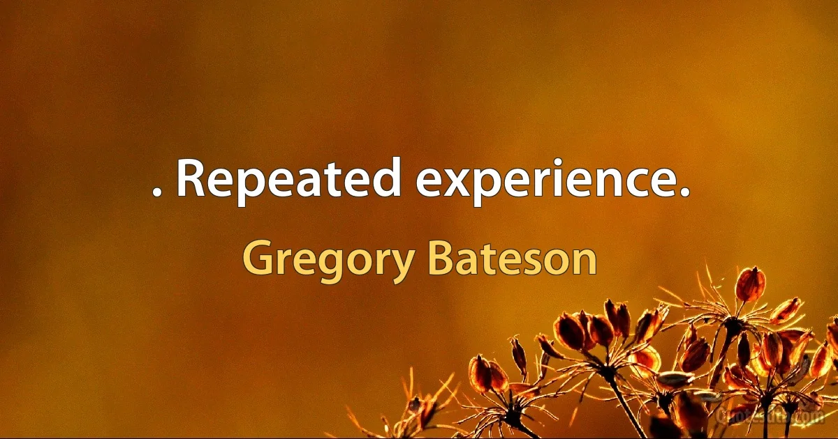 . Repeated experience. (Gregory Bateson)