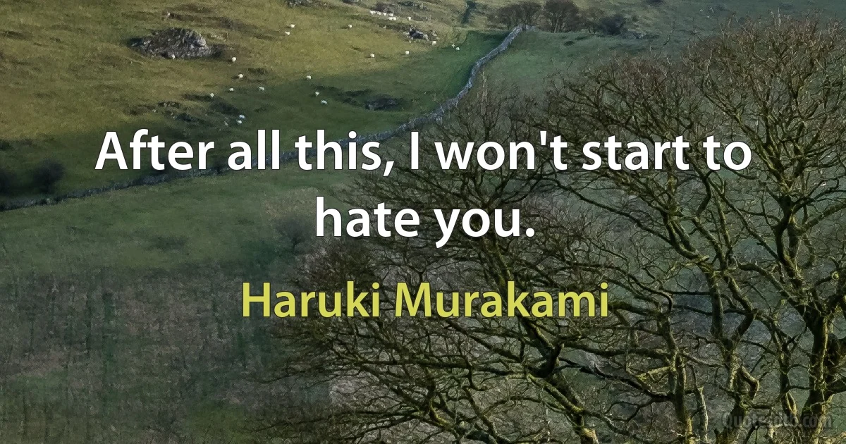 After all this, I won't start to hate you. (Haruki Murakami)