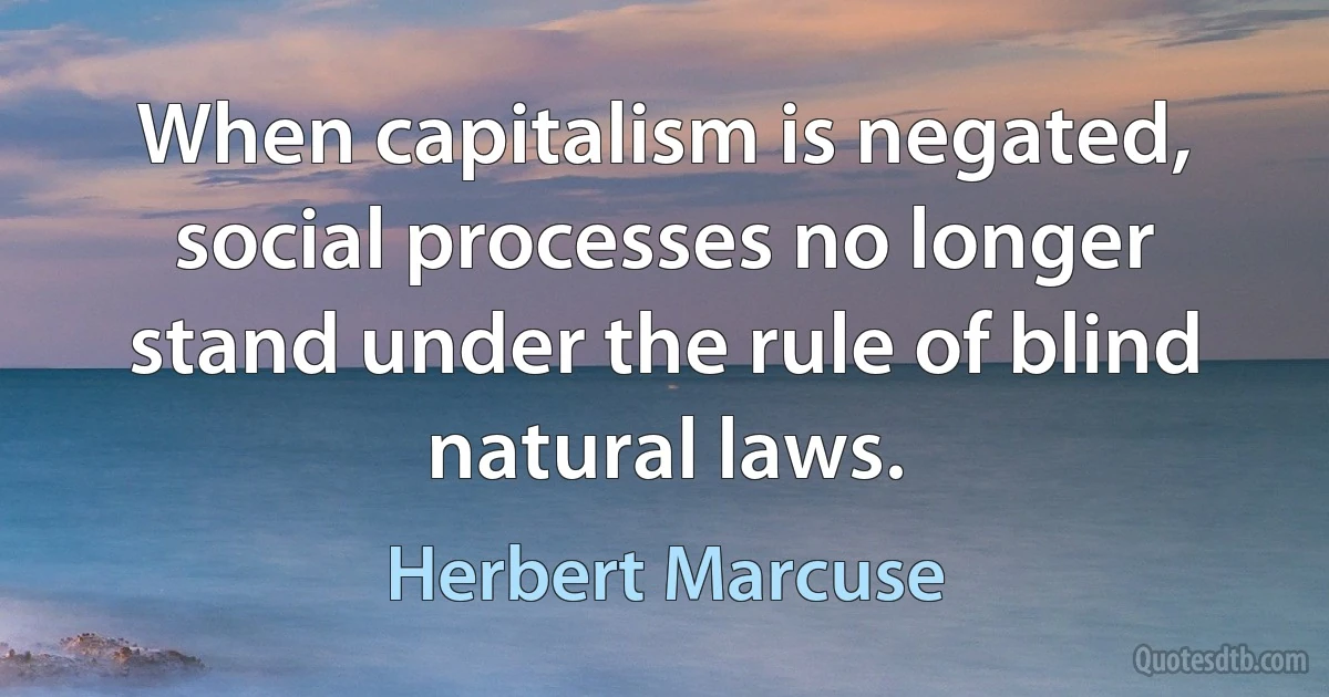 When capitalism is negated, social processes no longer stand under the rule of blind natural laws. (Herbert Marcuse)