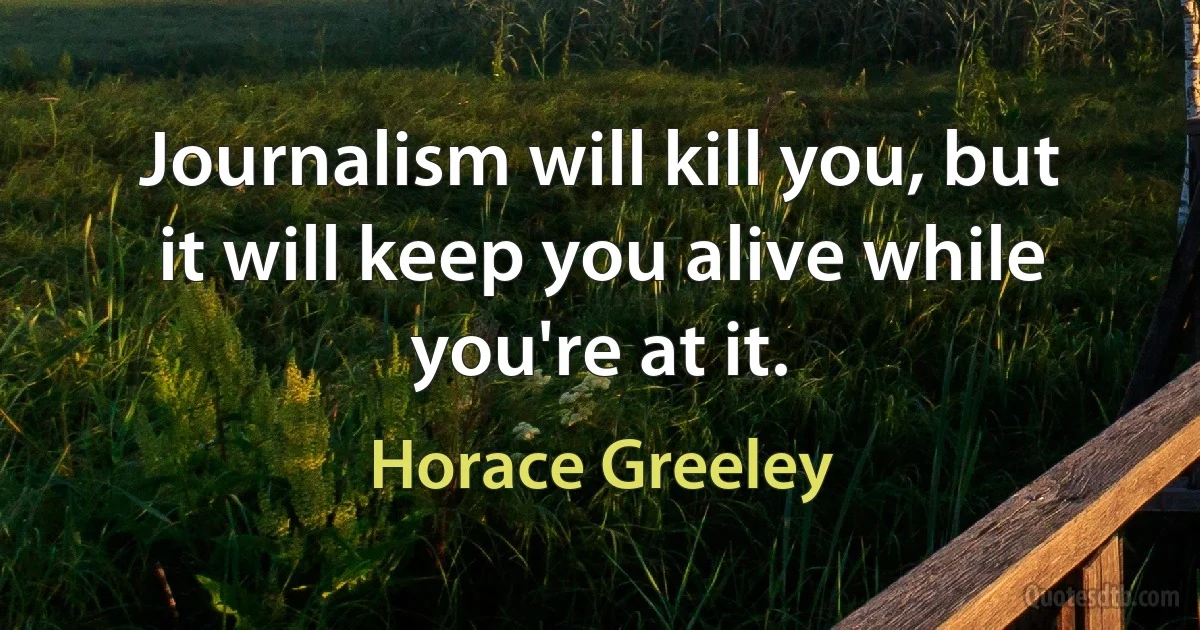 Journalism will kill you, but it will keep you alive while you're at it. (Horace Greeley)