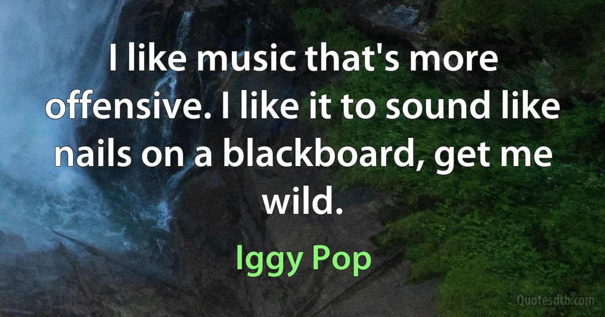 I like music that's more offensive. I like it to sound like nails on a blackboard, get me wild. (Iggy Pop)