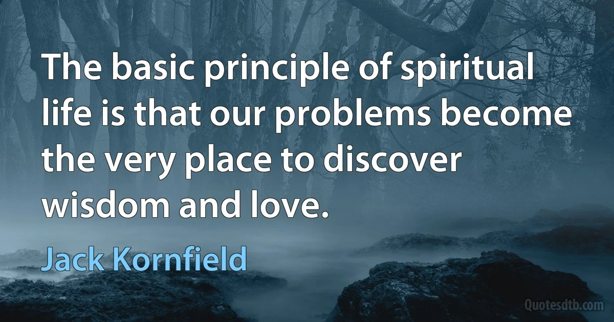 The basic principle of spiritual life is that our problems become the very place to discover wisdom and love. (Jack Kornfield)