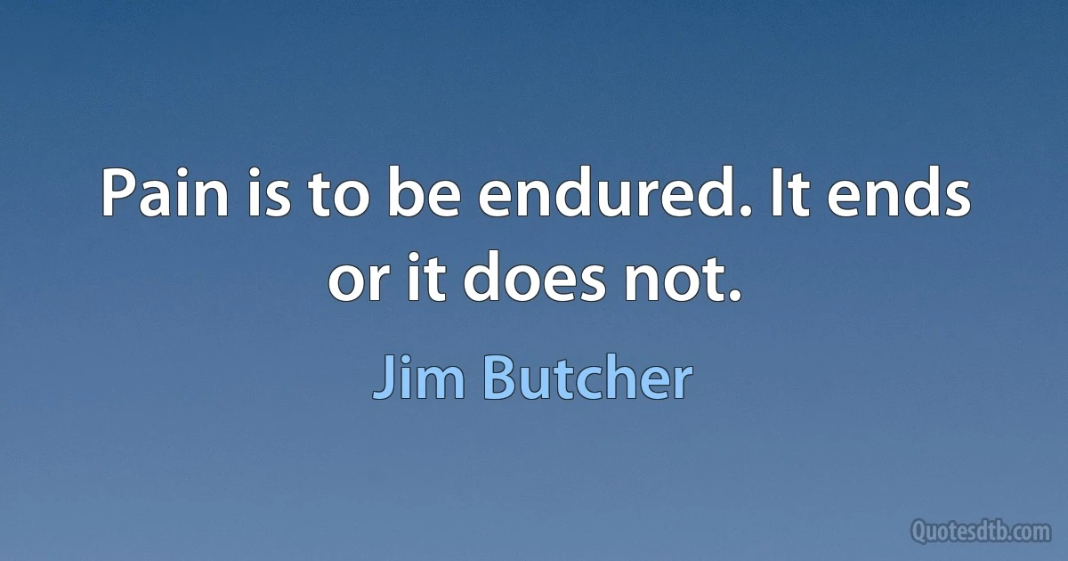 Pain is to be endured. It ends or it does not. (Jim Butcher)