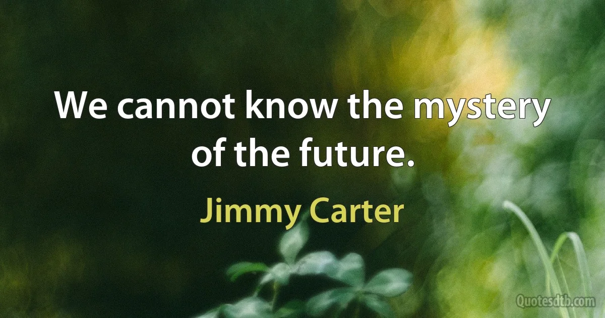 We cannot know the mystery of the future. (Jimmy Carter)