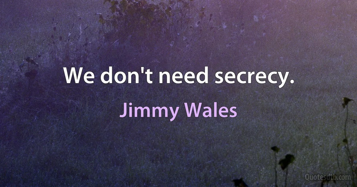 We don't need secrecy. (Jimmy Wales)