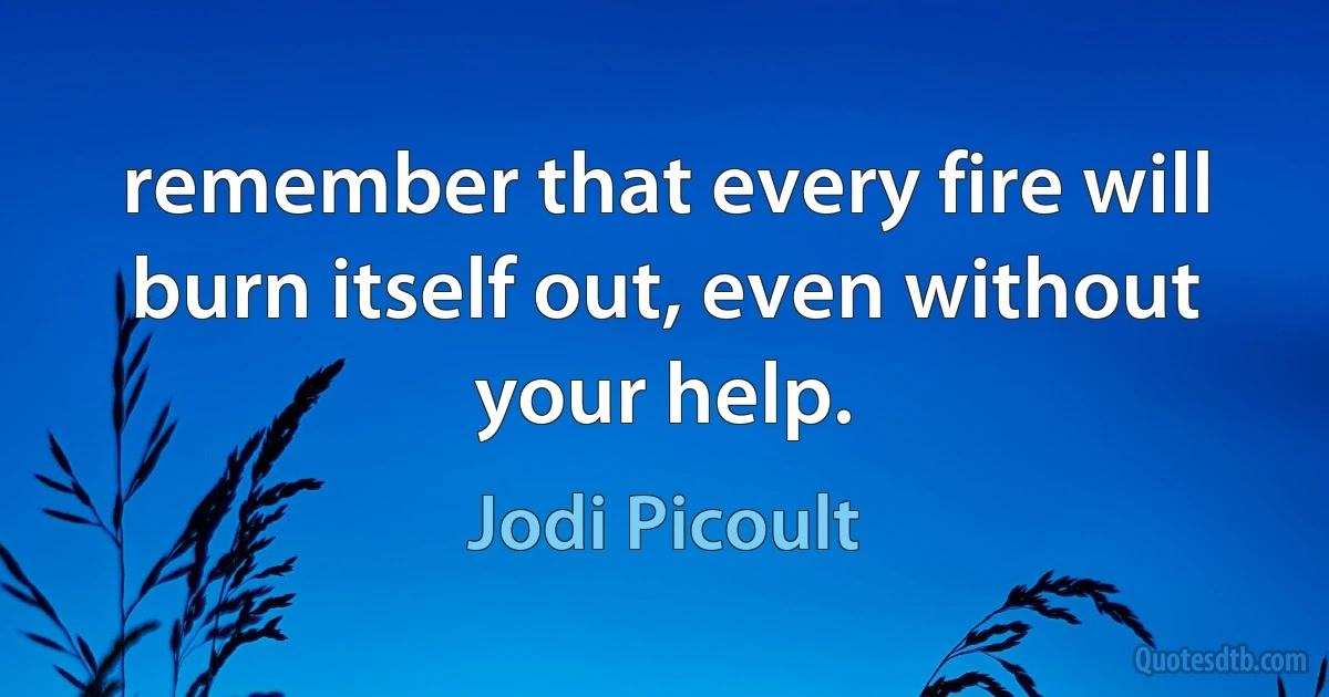 remember that every fire will burn itself out, even without your help. (Jodi Picoult)