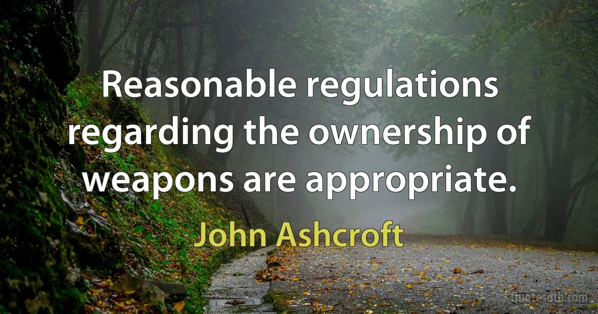 Reasonable regulations regarding the ownership of weapons are appropriate. (John Ashcroft)