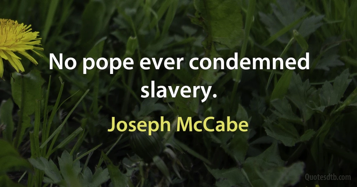 No pope ever condemned slavery. (Joseph McCabe)