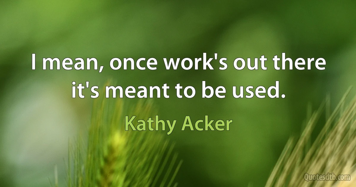 I mean, once work's out there it's meant to be used. (Kathy Acker)