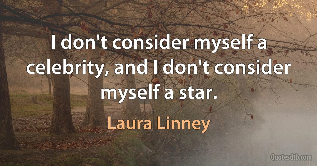 I don't consider myself a celebrity, and I don't consider myself a star. (Laura Linney)