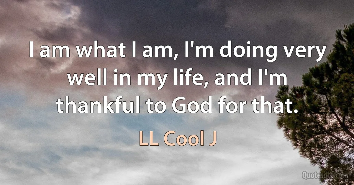 I am what I am, I'm doing very well in my life, and I'm thankful to God for that. (LL Cool J)