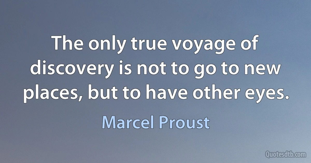 The only true voyage of discovery is not to go to new places, but to have other eyes. (Marcel Proust)