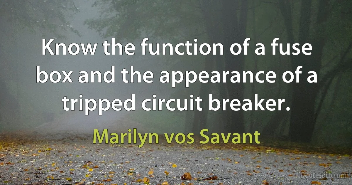 Know the function of a fuse box and the appearance of a tripped circuit breaker. (Marilyn vos Savant)