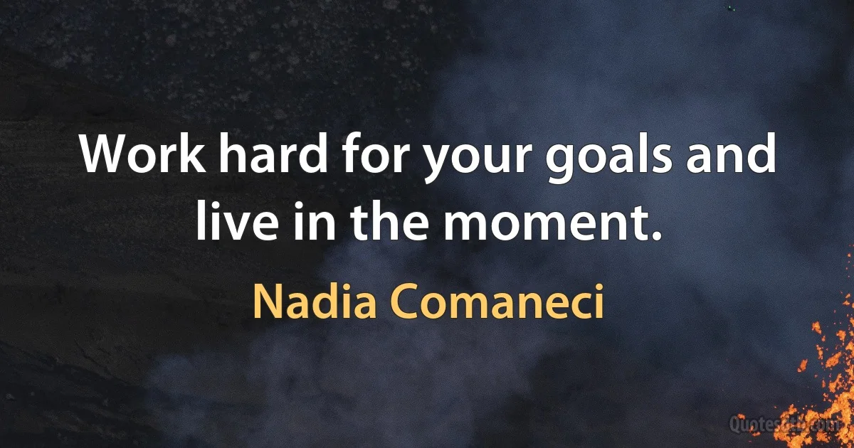 Work hard for your goals and live in the moment. (Nadia Comaneci)