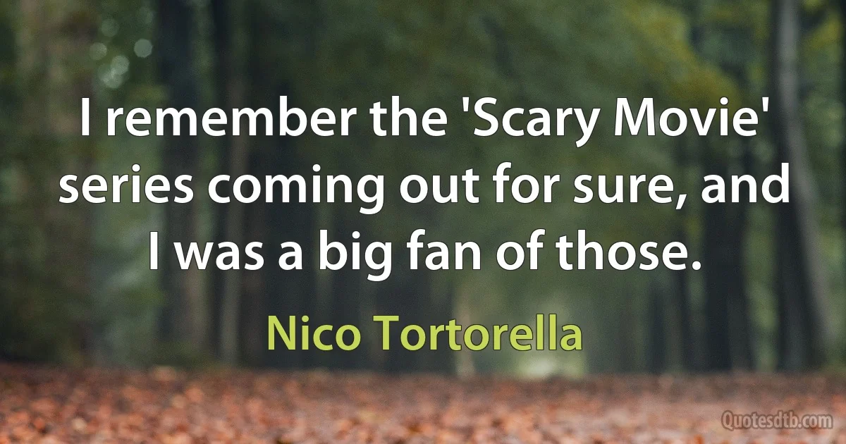 I remember the 'Scary Movie' series coming out for sure, and I was a big fan of those. (Nico Tortorella)