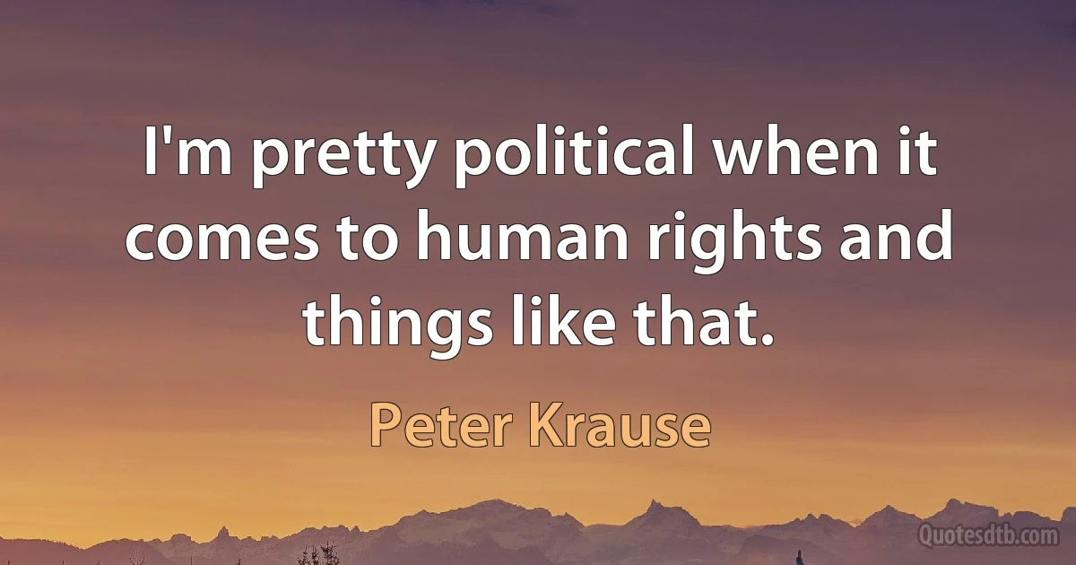 I'm pretty political when it comes to human rights and things like that. (Peter Krause)