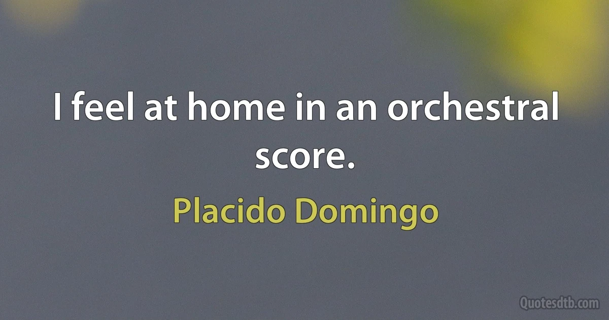 I feel at home in an orchestral score. (Placido Domingo)