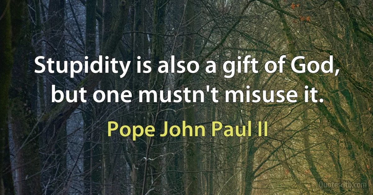 Stupidity is also a gift of God, but one mustn't misuse it. (Pope John Paul II)