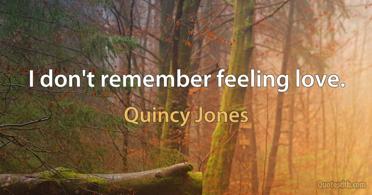 I don't remember feeling love. (Quincy Jones)