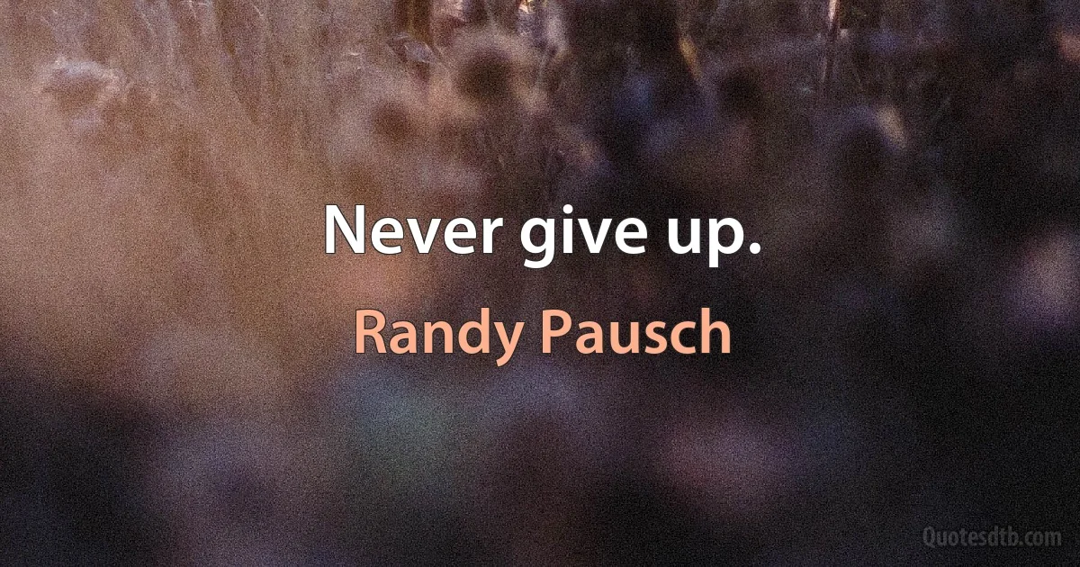 Never give up. (Randy Pausch)