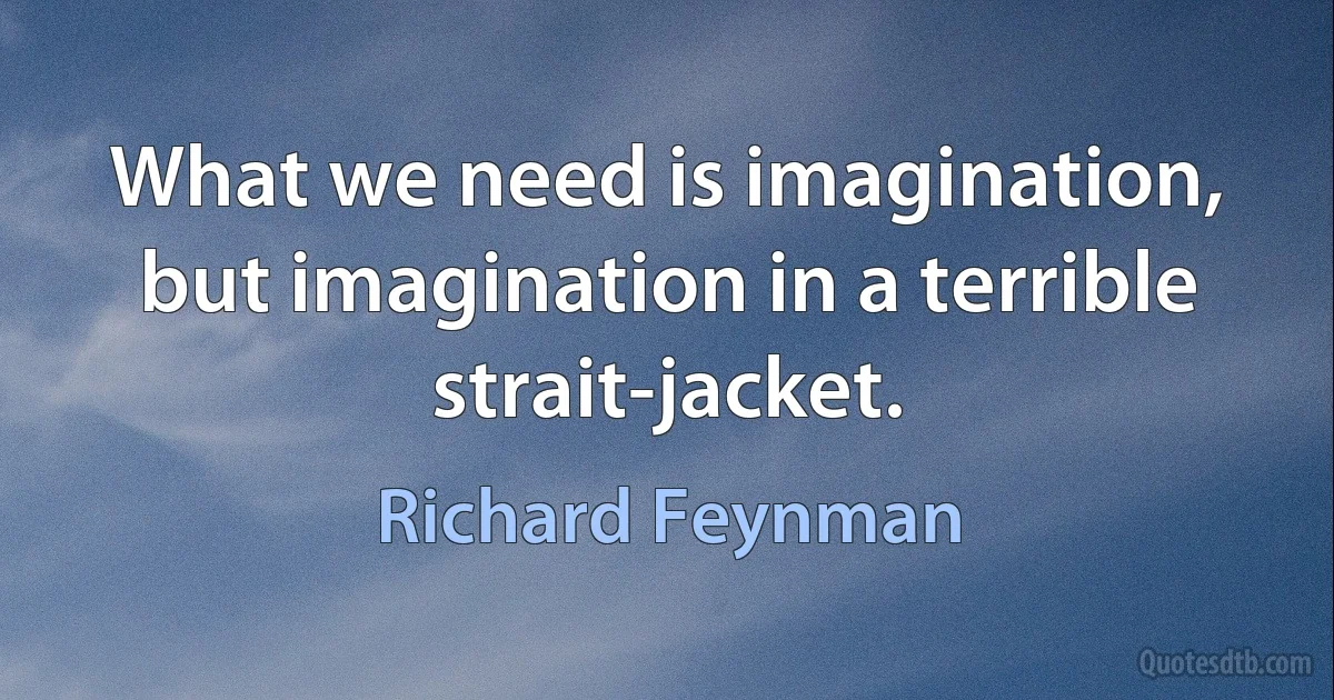 What we need is imagination, but imagination in a terrible strait-jacket. (Richard Feynman)