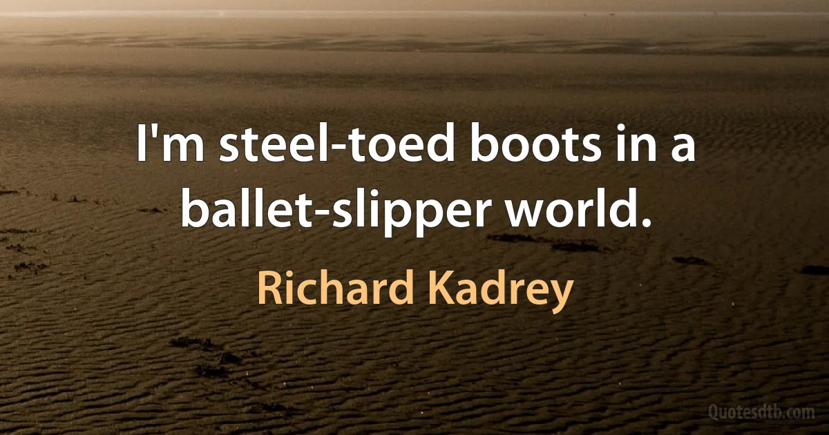 I'm steel-toed boots in a ballet-slipper world. (Richard Kadrey)