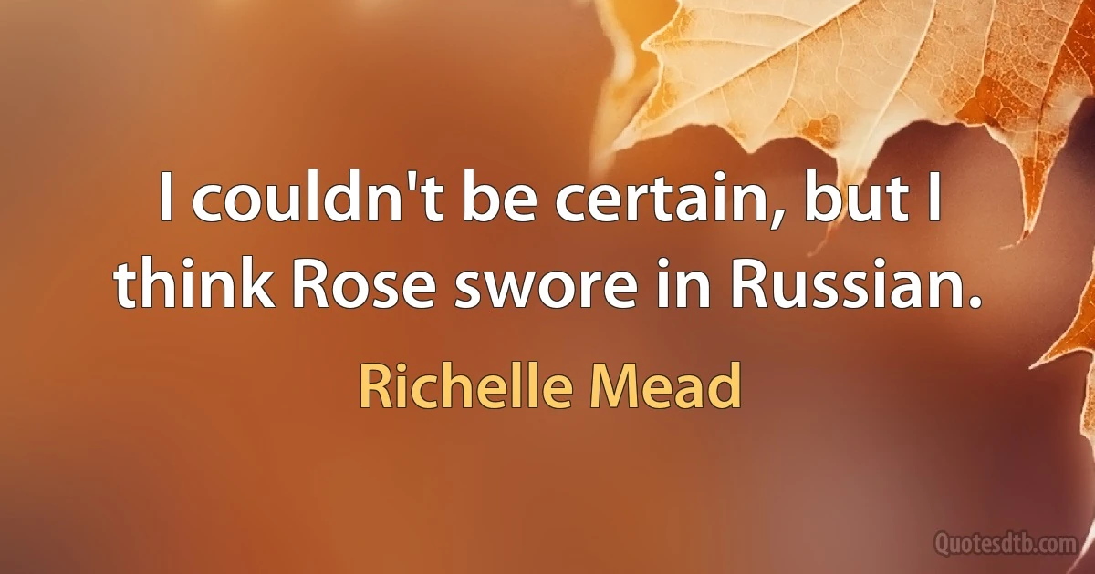 I couldn't be certain, but I think Rose swore in Russian. (Richelle Mead)